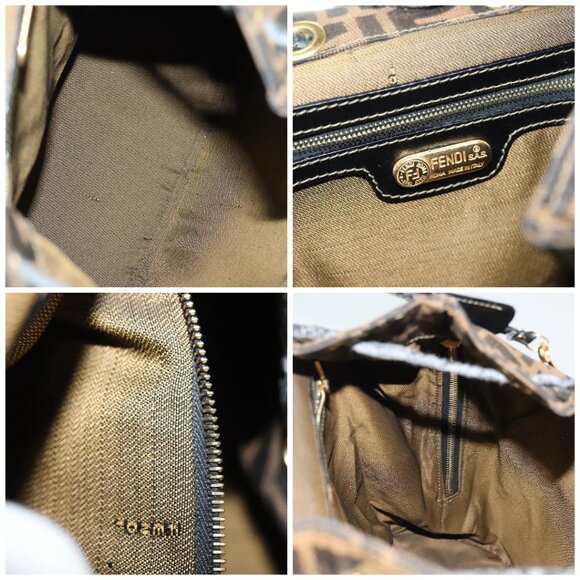 FENDI Zucca Canvas Backpack Black Brown Auth 134435 - Picture 15 of 16
